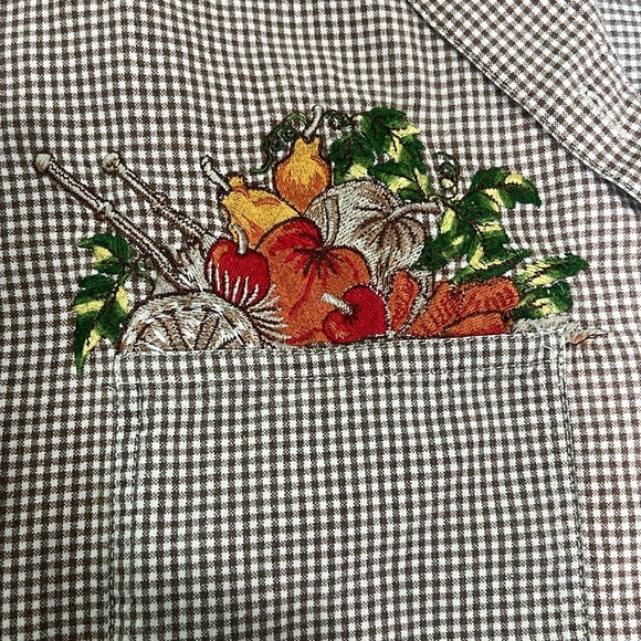 VTG Solutions Original Gingham Plaid Button Down Fall Embroidered Top Size L - Picture 3 of 6